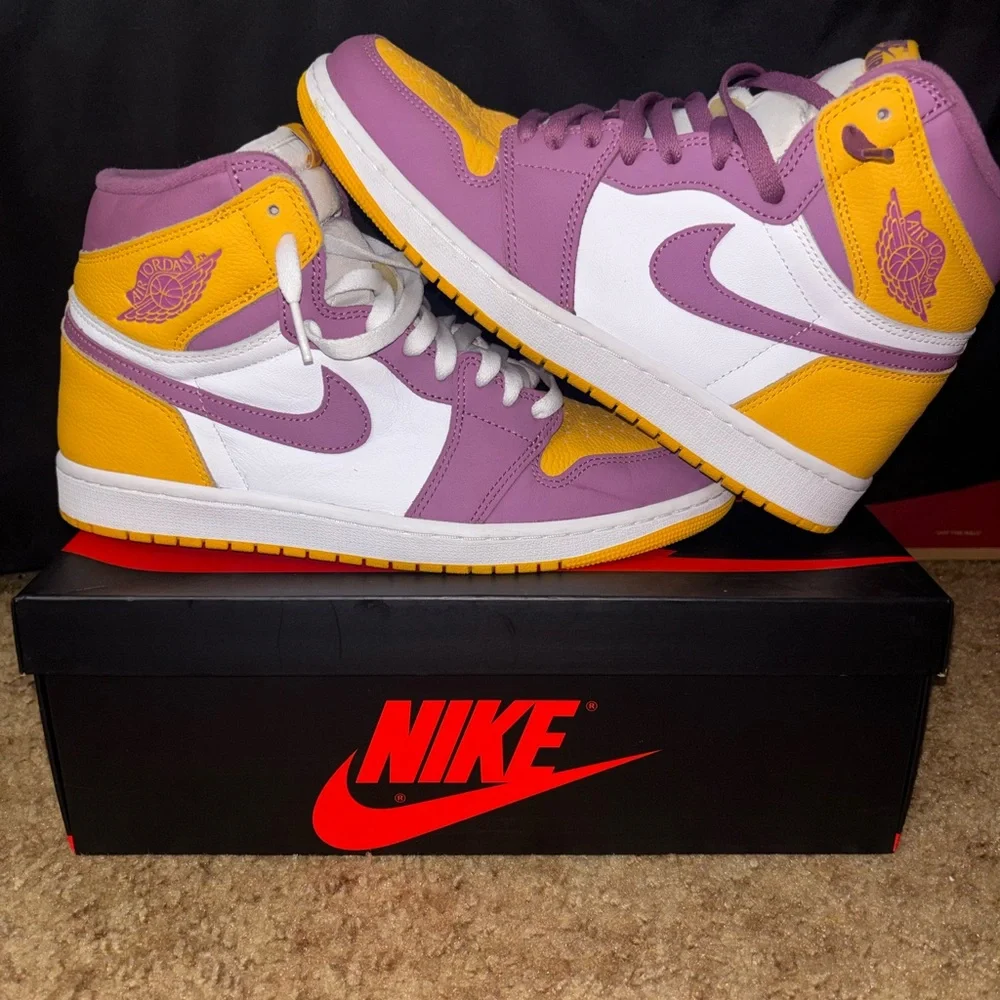 Nike Air Jordan 1 High — Purple, Yellow & White Men’s Sneakers